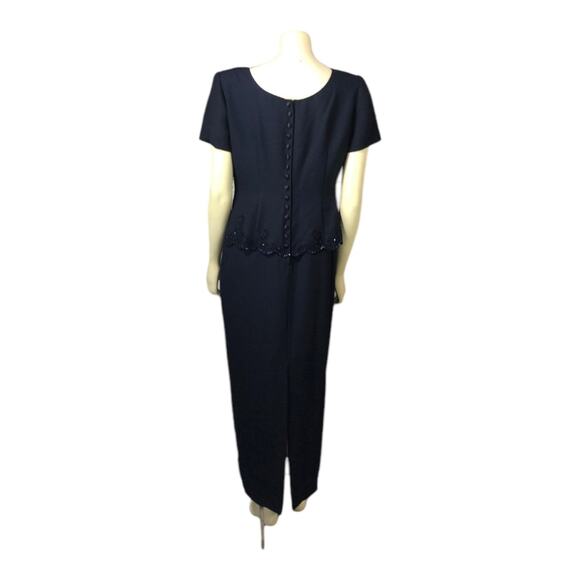 R & M Richard’s formal navy dress looks like a 2 piece with beading size 8 - Picture 6 of 12